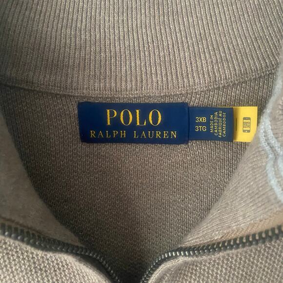 Polo Ralph Lauren 1/4 Zip Light Brown Pullover Sweater Cotton Lightweight 3XB - Picture 2 of 6